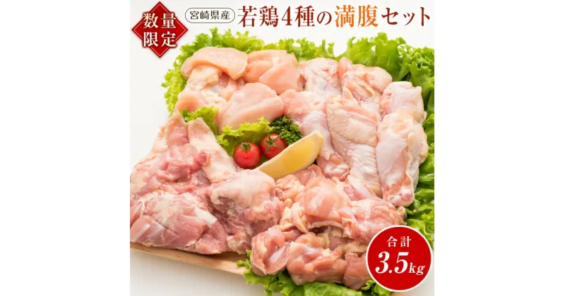 【ふるさと納税】数量限定 若鶏 4種 満腹 セット 合計3.5kg 鶏肉 チキン もも むね 手羽元 切り身 国産 食品 おかず お弁当 おつまみ 万能食材 焼肉 BBQ から揚げ 照り焼き 煮物 ご褒美 お祝い 記念日 おすすめ 冷凍 お取り寄せ グルメ 詰め合わせ 宮崎県 日南市 送料無料