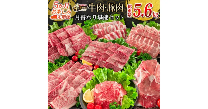 【ふるさと納税】5か月定期便 月替わりで堪能!! 牛肉 豚肉 焼肉 セット 豚バラ 肩ロース モモ ウデ 総重量5.6kg 国産 食品 おかず BBQ バーベキュー 小分け 宮崎牛 黒毛和牛 小間切れ ミヤチク 赤身 A4 A5 高級 グランピング お弁当 おすすめ 人気 宮崎県 日南市 送料無料