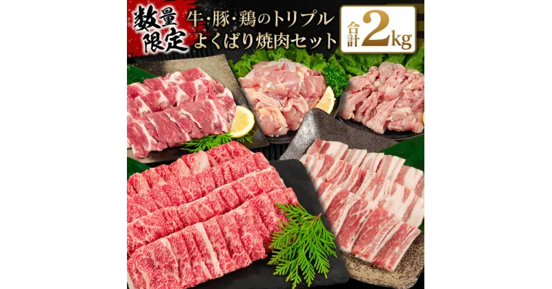 【ふるさと納税】みんなで楽しめる焼肉セット 数量限定 牛肉 豚肉 鶏肉 トリプル よくばり 焼肉 セット 合計2kg 宮崎牛 ブランド牛 黒毛和牛 国産 食品 贅沢 ご褒美 お祝い 人気 おすすめ おかず お弁当 BBQ キャンプ グランピング 詰め合わせ 大満足 宮崎県 日南市 送料無料