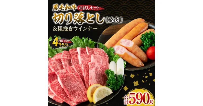 【ふるさと納税】黒毛和牛 切り落とし 焼肉 粗挽きウインナー お試し セット 合計590g 肉 牛肉 ビーフ 加工品 豚肉 国産 和牛 牛丼 炒め物 おすすめ A4 A5 おかず お弁当 おつまみ BBQ バーベキュー 鉄板焼き 人気 食品 宮崎 ミヤチク 日南市 送料無料 レビューキャンペーン