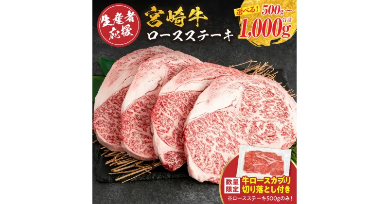 【ふるさと納税】最短2週間以内で発送 生産者応援 宮崎牛 ロースステーキ 500g 750g 1000g 牛カブリ 切り落とし サーロイン リブロース 牛肉 黒毛和牛 スピード配送 配送月が選べる ミヤチク 国産 焼肉 BBQ おかず 人気 ギフト 贈り物 日南市 送料無料 レビューキャンペーン