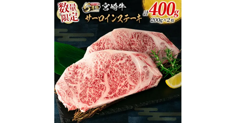 【ふるさと納税】数量限定 5等級 宮崎牛 サーロイン ステーキ 計400g 牛肉 ビーフ 黒毛和牛 ブランド牛 国産 ミヤチク おかず 食品 グルメ 焼肉 鉄板焼き 上質 高級 贅沢 ご褒美 お祝 記念日 おすすめ 人気 ギフト お土産 贈り物 贈答 お取り寄せ 宮崎県 日南市 送料無料