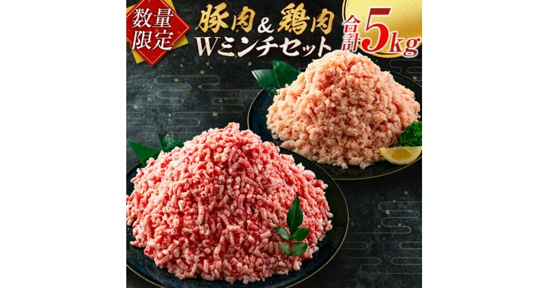 【ふるさと納税】数量限定 豚肉 鶏肉 ミンチ セット 合計5kg 国産 おかず 食品 ひき肉 挽肉 万能食材 鍋 つくね ハンバーグ ミート スパゲッティ パスタ カレー お祝 記念日 おすすめ お弁当 おつまみ 小分け おすそ分け お取り寄せ グルメ 大容量 宮崎県 日南市 送料無料