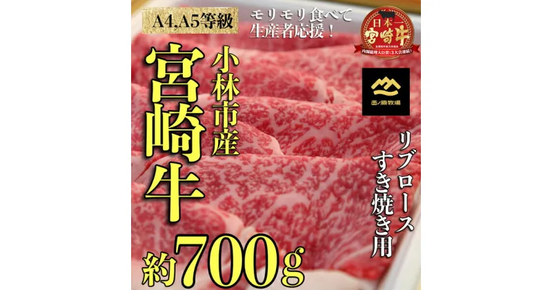 【ふるさと納税】宮崎牛リブロースすき焼き用　約700g