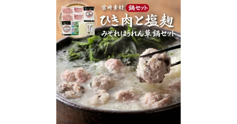 【ふるさと納税】【宮崎素材のお鍋セット】ひき肉と塩糀のみぞれほうれん草鍋セット