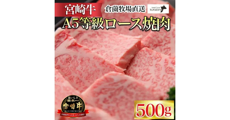 【ふるさと納税】【C166・百名店の味をご自宅で！】A5等級宮崎牛ロース焼肉用　500g（国産 牛肉 国産牛 和牛 宮崎牛 ロース 焼肉）