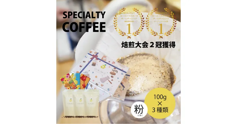 【ふるさと納税】【日本一の焙煎士厳選】 珈琲 粉 100g ×3種 スペシャルティコーヒー 飲み比べ 詰め合わせ [日向珈琲 宮崎県 日向市 452060429] コーヒー 焙煎 自家焙煎 風味 豆