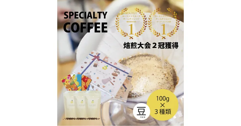 【ふるさと納税】【日本一の焙煎士厳選】 珈琲 豆 100g × 3種 スペシャルティコーヒー 飲み比べ 詰め合わせ [日向珈琲 宮崎県 日向市 452060255] コーヒー 焙煎 自家焙煎 粉