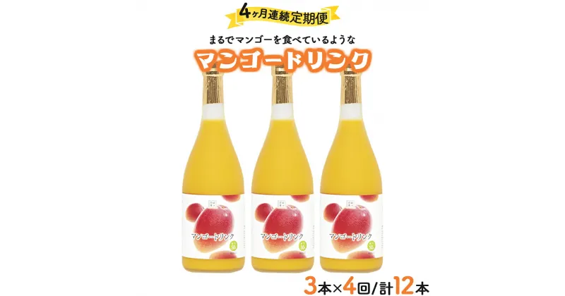 【ふるさと納税】【定期便・全4回】驚きの果実感！マンゴードリンクセット(720ml×3本)×4回【宮崎果汁】【G-E2】