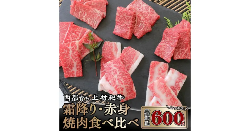 【ふるさと納税】国産黒毛和牛『上村和牛』食べ比べ焼肉セット600g（霜降り200g×2・赤身200g）〈1.8-2〉 ふるさと納税 黒毛和牛 焼肉 国産 宮崎県産 牛肉 送料無料＜1.8-2＞