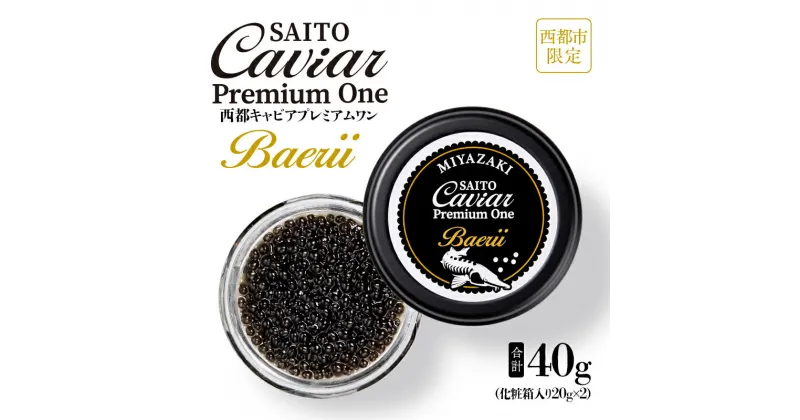 【ふるさと納税】キャビアSAITO CAVIAR PREMIUM ONE BAERII 40g（20g×2）「西都限定」「国産」キャビア＜7.5-11＞西都市 化粧箱 シェルスプーン付