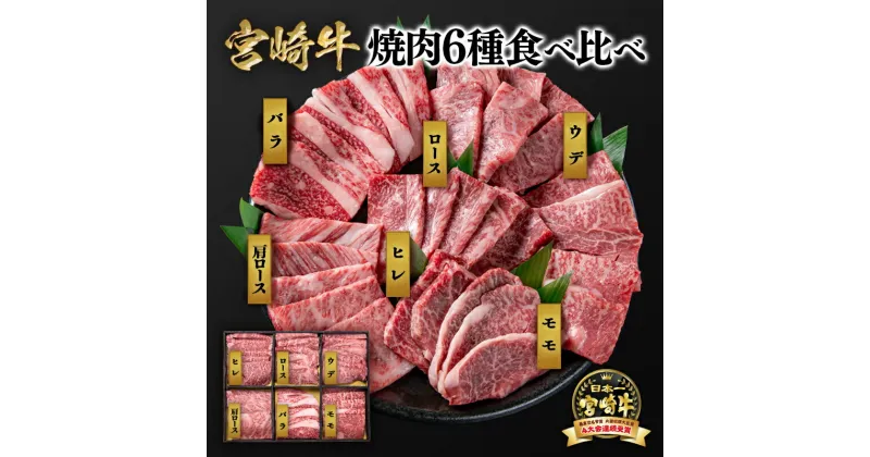 【ふるさと納税】「宮崎牛」6種盛り焼肉（合計600g）食べ比べ「数量限定」3D冷凍 ふるさと納税 宮崎牛 焼肉 宮崎県 西都市 化粧箱 牛 肉 牛肉 国産 黒毛和牛 数量限定 ミヤチク＜2.1-12＞