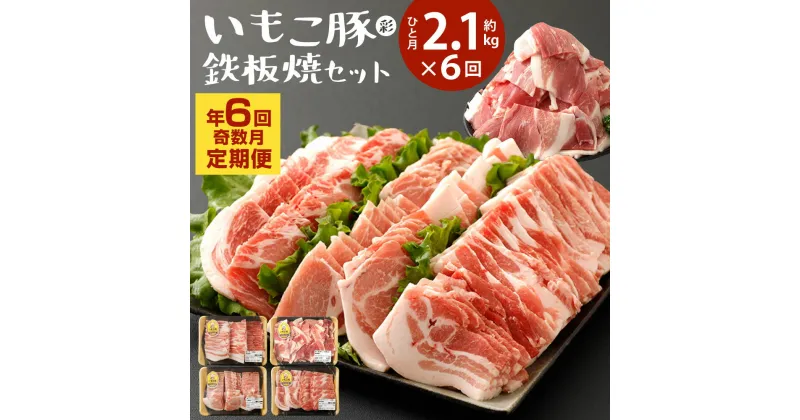 【ふるさと納税】【年6回定期便/奇数月】豚肉 いもこ豚（彩） 鉄板焼きセット 2.1kg×6回 総合計12.6kg 切り落とし ロース バラ 肩ロース 小間切れ 細切れ 焼肉 焼き肉 いもこ豚 セット 冷凍 宮崎県産 九州産 送料無料 定期便 小分け 薄切り レビューキャンペーン対象返礼品