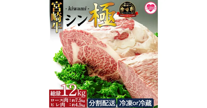 【ふるさと納税】＜宮崎牛『シン極(きわみ)』ロース肉約7.5kg、ヒレ肉約4.5kg 冷蔵・冷凍、5回まで発送選択可能＞ステーキ すき焼き 焼肉 しゃぶしゃぶ 国産 焼肉 ブランド牛 黒毛和牛 お中元 お歳暮 ギフト 詰め合わせ 赤身 ブロック肉 塊肉 【MI019-nk】【中村食肉】