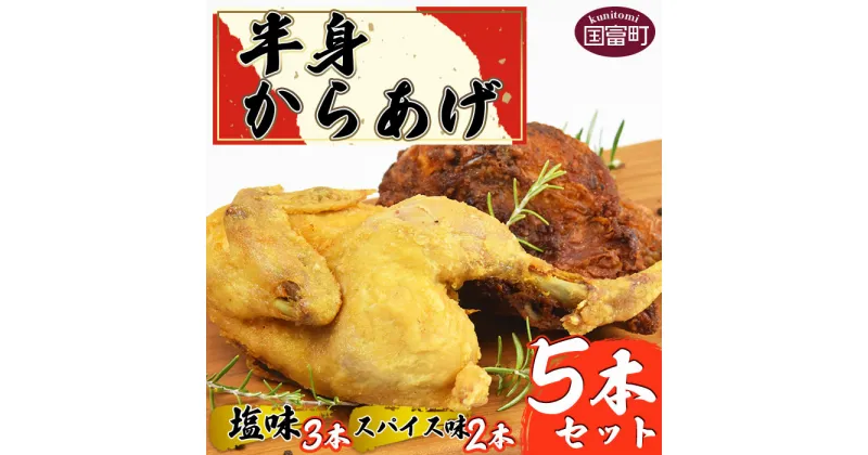 【ふるさと納税】全国からあげグランプリ4年連続金賞受賞＜半身からあげ5本セット(塩味×3本 スパイス味×2本)＞※入金確認後、準備でき次第翌々月までに順次発送 鶏肉 唐揚げ おつまみ 米粉 クリスマス 食べ比べ 宮崎かしわや 平和食品工業 宮崎県 国富町 0032_hi【冷凍】