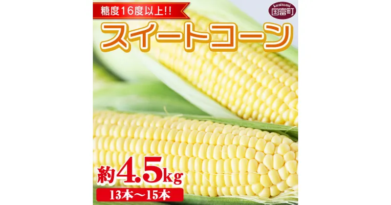 【ふるさと納税】予約受付！期間限定！ とうもろこし ＜宮崎県産 スイートコーン 約4.5kg＞※入金確認後、2025年5月下旬〜6月中旬迄に順次出荷 先行予約 穀物 野菜 甘い 季節限定 JAみやざき宮崎中央地区本部管内産 JAみやざき 宮崎県 国富町【冷蔵】