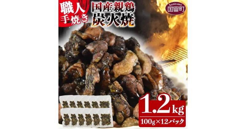 【ふるさと納税】＜国産親鶏炭火焼き 1.2kg（100g×12パック）＞※入金確認後、翌月以降準備でき次第順次出荷します。おつまみ 手焼き 七輪 鶏肉 宮崎ご当地グルメ レンジまたは湯煎で温めるだけ レトルト 保存食 焼鳥 小分け 送料無料 宮崎県 国富町 0572_ty_x1【冷凍】