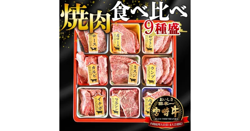 【ふるさと納税】＜宮崎牛焼肉9種盛（約630g）＞※入金確認後、翌月末迄に順次出荷します 牛肉 和牛 黒毛和牛 肩ロース モモ ウデ うで 赤身 霜降り 国産 食べ比べ バーベキュー 食べ比べ 株式会社エムツー 国富店 宮崎県 国富町【冷凍】