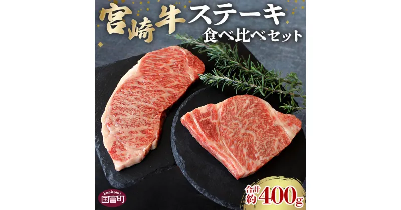 【ふるさと納税】＜宮崎牛ステーキ食べ比べセット 合計約400g (サーロイン約200g・リブロース約200g)＞※入金確認後、2か月以内に順次出荷します。 牛肉 和牛 黒毛和牛 お肉 霜降り 株式会社SHINGAKI 国富店 宮崎県 国富町 0500_sh【冷凍】