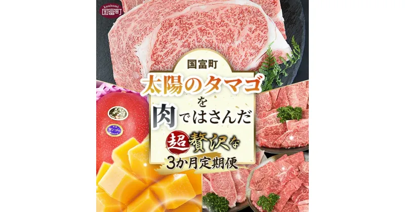 【ふるさと納税】 期間限定 ＜太陽のタマゴを肉ではさんだ超贅沢な3か月定期便＞※入金確認後、2025年4月から第一回目を順次出荷 牛肉 和牛 宮崎牛 ロース ステーキ 焼肉 モモ バラ マンゴー フルーツ 果物 お取り寄せグルメ お祝い お楽しみ 宮崎県 国富町【冷凍】