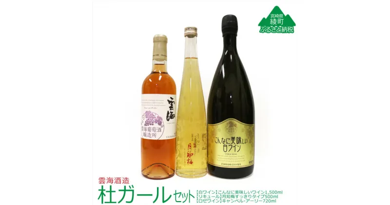 【ふるさと納税】雲海酒造3種セット 白ワイン ロゼワイン 本格梅酒 月知梅リキュール