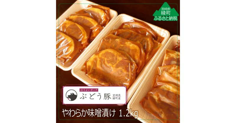 【ふるさと納税】希少 ブランド豚 小分け「綾ぶどう豚」やわらか 味噌漬け 1.2kg