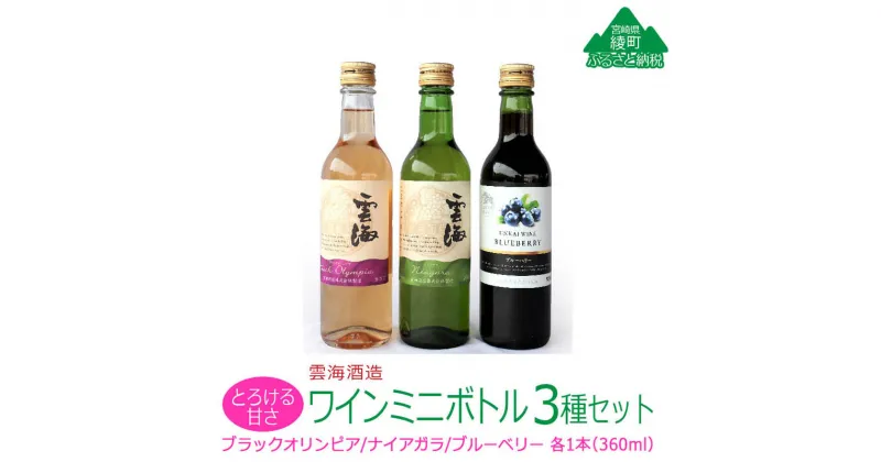 【ふるさと納税】雲海ワイン お試しミニボトル 3種類 白 ブルーベリー 飲みやすい 甘口 ワイン 少量 360ml