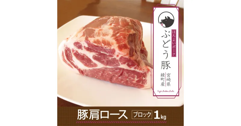 【ふるさと納税】希少 ブランド豚 綾ぶどう豚肩ロースブロック1kg 柔らか 調理 カット 豚肉 国産 宮崎県産 銘柄豚 冷凍 送料無料