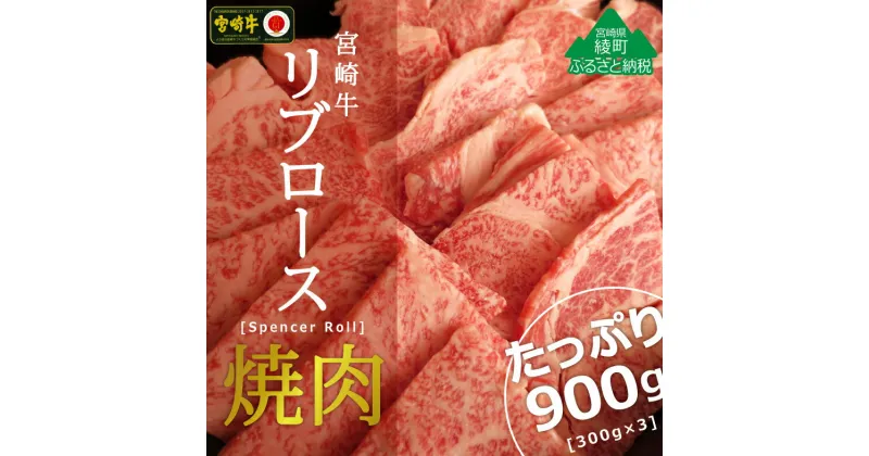 【ふるさと納税】A4A5等級 黒毛和牛 宮崎牛リブロース焼肉900g(300g×3) 牛肉 ロース BBQ バーベキュー 真空 冷凍 内閣総理大臣賞受賞 宮崎県産 送料無料