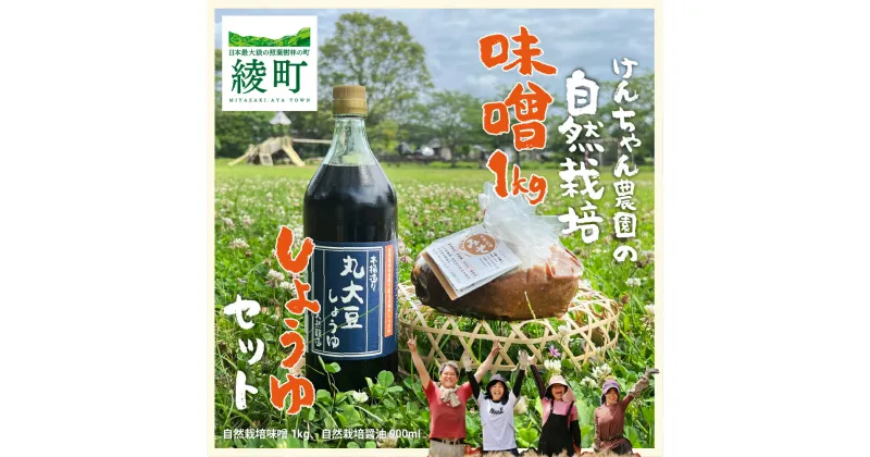 【ふるさと納税】けんちゃん農園 自然栽 培味噌（大）・ しょうゆ セット 腸活