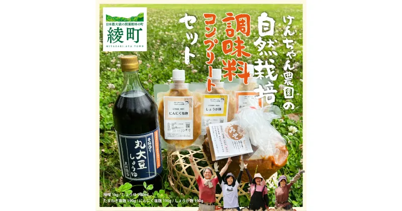 【ふるさと納税】けんちゃん農園 自然栽 培味噌（大）・しょうゆ・3種の塩麹 腸活 調味料 コンプリートセット