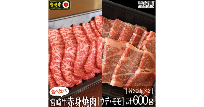 【ふるさと納税】＜宮崎牛赤身焼肉600g(300g×2)＞ ※入金確認後、3か月以内に順次出荷します。ウデ モモ 牛肉 特産品 牛乃屋 キャンプ 宮崎県 高鍋町 【冷凍】