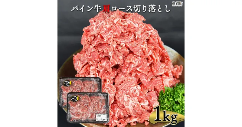 【ふるさと納税】＜パイン牛 肩ロース切り落とし 500g×2パック 計1kg＞※入金確認後、翌月末迄に順次出荷します。 宮崎県産黒毛和牛 牛肉 ブランド牛 株式会社ユウエス 宮崎県 特産品 高鍋町 【冷凍】