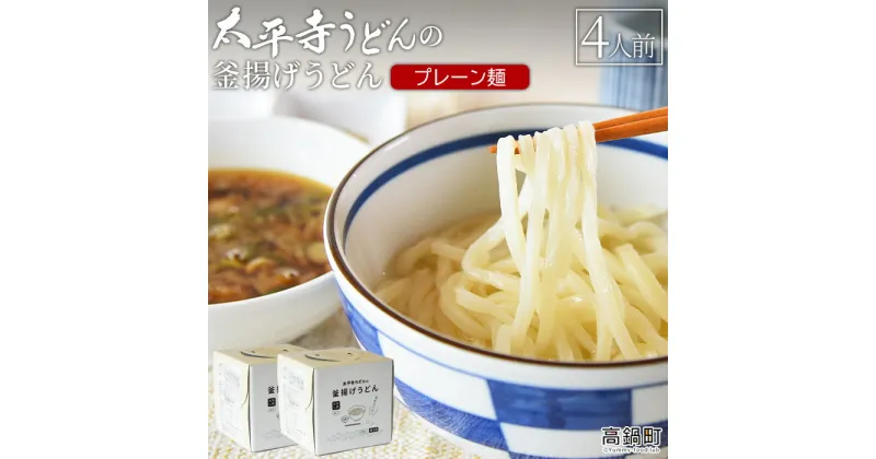 【ふるさと納税】＜太平寺うどんの釜揚げうどん プレーン麺（4人前）＞※入金確認後、翌月末迄に順次出荷します。 麺類 ゆず胡椒 天然だし 無添加 保存食 備蓄 お土産 宮崎県 高鍋町【冷凍】