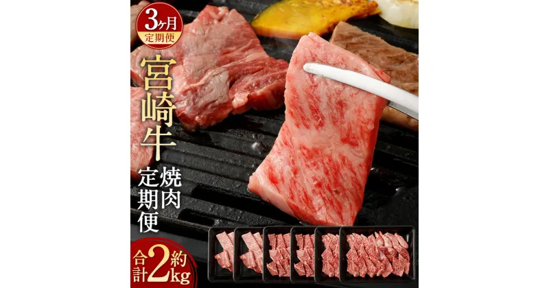 【ふるさと納税】＜宮崎牛焼肉定期便3回＞お申込みの翌月下旬頃に第一回目発送（12月は中旬頃）宮崎牛 霜降り 赤身 焼肉用 焼肉 BBQ バーベキュー スライス 牛 お肉 牛肉 黒毛和牛 和牛 九州 国産 冷凍 宮崎県 高鍋町 送料無料