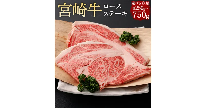 【ふるさと納税】【選べる容量】＜宮崎牛ロースステーキ 計250g～750g＞翌月末迄に順次出荷 1枚約250g 250g 500g 750g宮崎牛 ステーキ 霜降り ロース 牛 お肉 牛肉 黒毛和牛 和牛 九州 国産 冷凍 宮崎県 高鍋町 送料無料