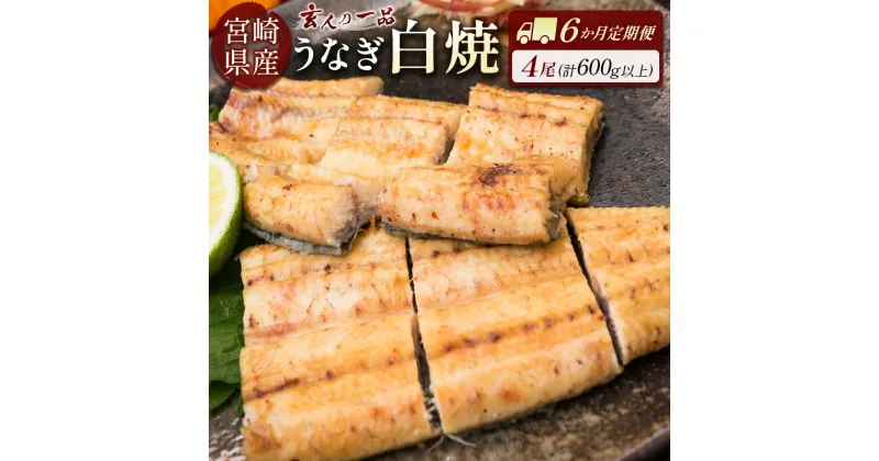 【ふるさと納税】［玄人の一品］うなぎ白焼き 4尾×6ヶ月定期便（150～200g程度/1尾あたり) 宮崎県産鰻 蒲焼タレ付