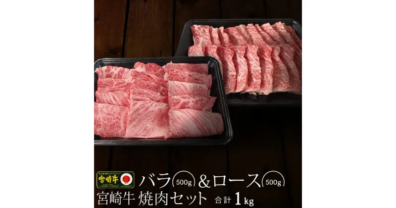 【ふるさと納税】バラ＆ロース 焼肉セット 宮崎牛 合計1kg バラ ロース 各500g 黒毛和牛 国産 宮崎県産 焼き肉 BBQ 牛肉 送料無料