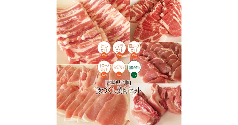 【ふるさと納税】宮崎県産 豚肉 焼肉セット 約2.4kg ヒレ バラ 肩ロース 下ロース スペアリブ 焼肉 タレ 詰め合わせ 冷凍 国産 送料無料