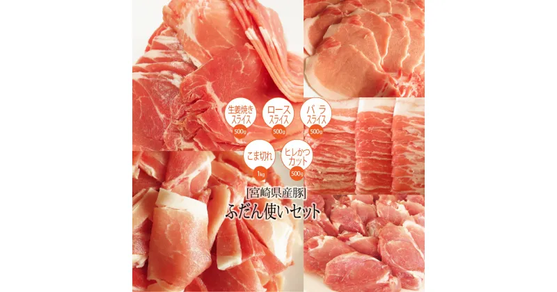 【ふるさと納税】宮崎県産 豚肉 普段使いセット 合計3kg ヒレとんかつ バラスライス ローススライス モモ ウデ生姜焼き用スライス こま切れ 国産 冷凍 詰め合わせ 送料無料 ※90日以内出荷