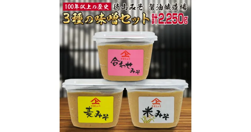 【ふるさと納税】3種の味噌 3個セット 各750g 合計2kg「100年以上の歴史」徳山みそ・しょうゆ醸造場 米味噌 麦味噌 合わせ味噌 九州産 みそ 調味料 詰め合わせ ギフト 送料無料