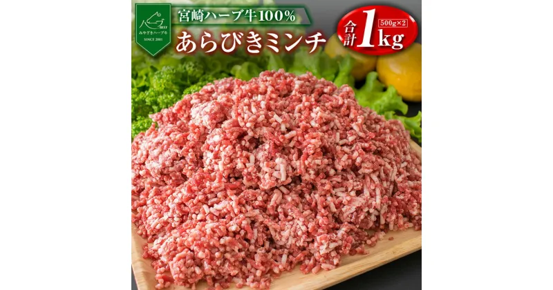 【ふるさと納税】宮崎ハーブ牛 牛肉100% 粗挽きミンチ 500g×2パック 小分け 宮崎県産 国産 九州産 冷凍 牛肉 みやざきハーブ牛 ハンバーグ あらびき 送料無料