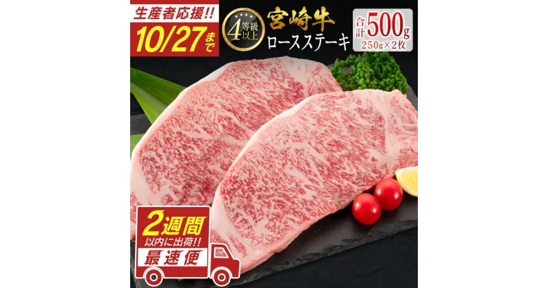 【ふるさと納税】＼レビューキャンペーン／＜10/27まで受付!!＞宮崎牛 ロースステーキ 計500g（250g×2枚）最速便 2週間以内に出荷 肉質等級4等級 国産 人気 おすすめ