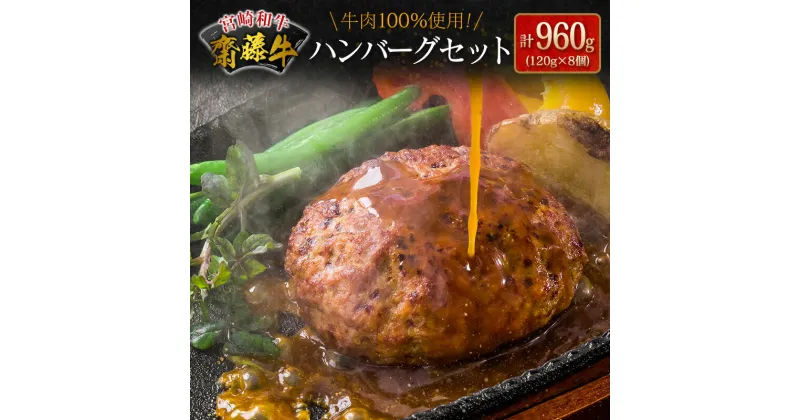 【ふるさと納税】宮崎和牛『齋藤牛』ハンバーグセット 計960g(120g×8個) 牛肉100％使用！