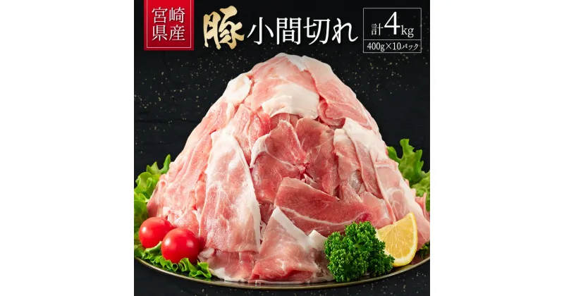 【ふるさと納税】宮崎県産 豚小間切れ（400g×10P）計4kg 国産 小分け 便利 お弁当 豚丼 炒め物