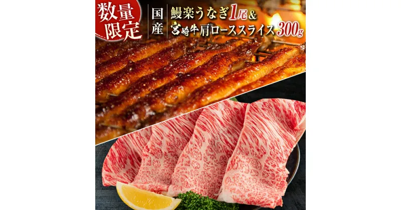 【ふるさと納税】鰻楽 国産 うなぎ 1尾 140g ＆ 宮崎牛 肩ロース スライス 300g 国産 肉 牛肉 ご飯 おかず