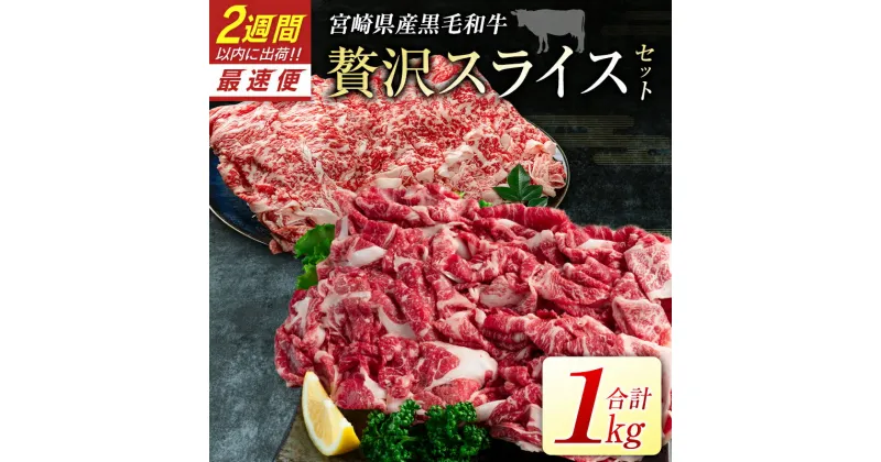 【ふるさと納税】宮崎県産黒毛和牛＜新富育ちGyuGyu・贅沢スライスセット（500g×2P）＞合計1kg 肉 牛肉 宮崎県産