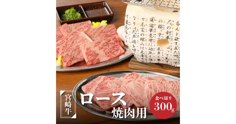 【ふるさと納税】宮崎牛ロース焼肉用300g – 国産牛肉 ブランド牛肉 焼き肉用カット 4等級から5等級 黒毛和牛 一人暮らし 1人前 おうち焼肉 赤身と脂肪のバランスがとれたキメ細かくて柔らかな肉質 送料無料 K01_0006 【宮崎県木城町】