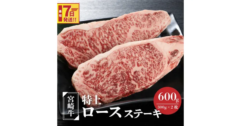 【ふるさと納税】【レビューキャンペーン対象】宮崎牛 特上ロースステーキ 600g(300g×2枚) – 宮崎県産黒毛和牛 国産牛肉 ロース ビーフステーキ 1枚300g ステーキ肉 宮崎牛 A5/A4のいずれか スピード配送便 送料無料【宮崎県木城町】