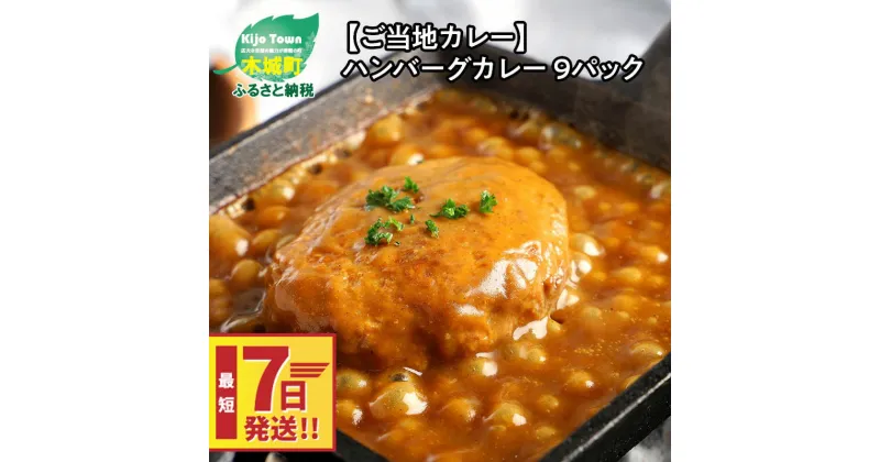 【ふるさと納税】【レビューキャンペーン対象】【ご当地カレー】ハンバーグカレー 9パック – きじょん山豚ハンバーグ入り レトルトカレー 温めるだけ レトルト食品 湯煎調理 常温保存可能 簡易包装 お惣菜 ハンバーグ カレー スピード配送便 送料無料 【宮崎県木城町】